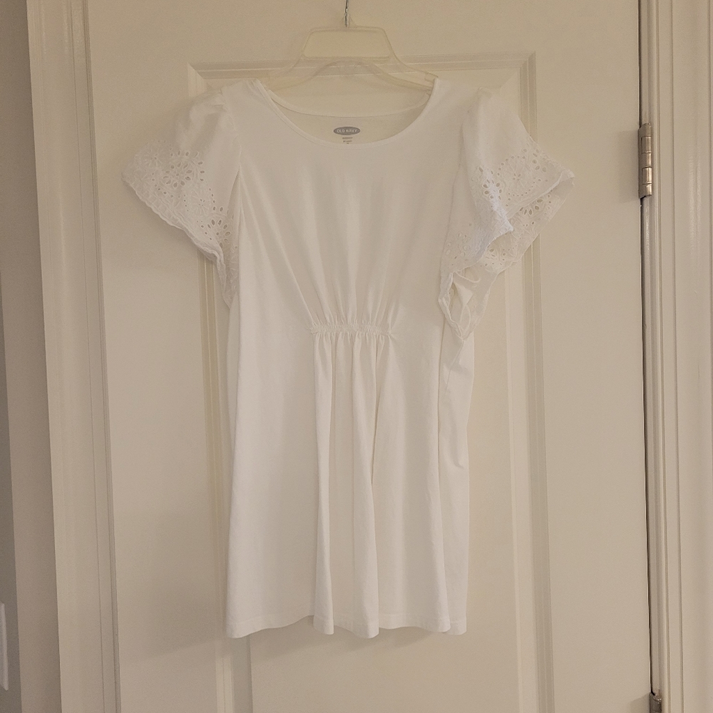 Old Navy White Eyelet Sleeves Maternity Top